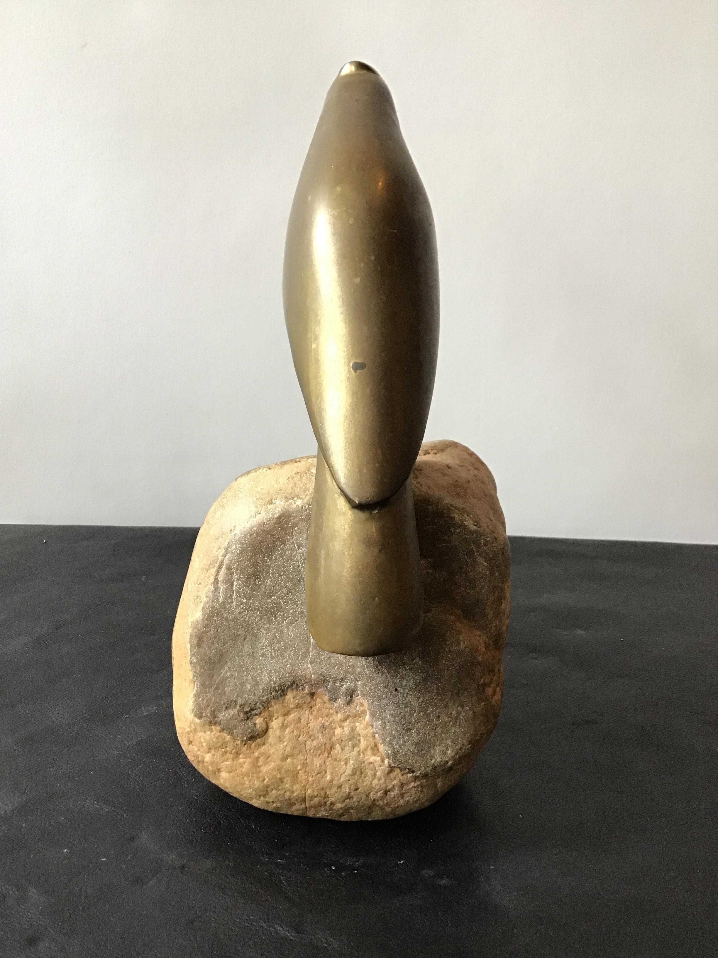 Bronze Falcon Sculpture on Rock For Sale 1