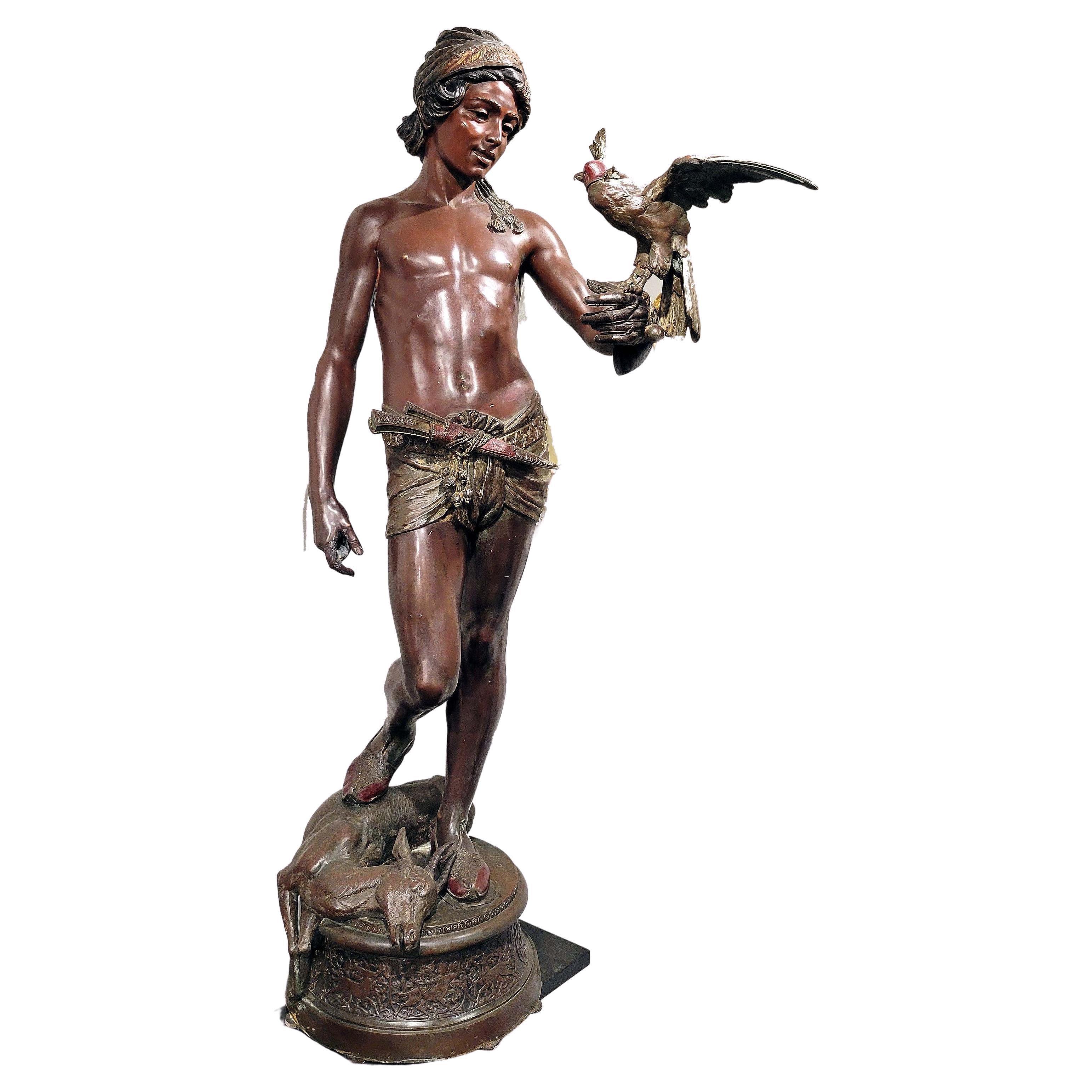 Bronze Falconer by Emile Coriolan Hippolyte Guillemin