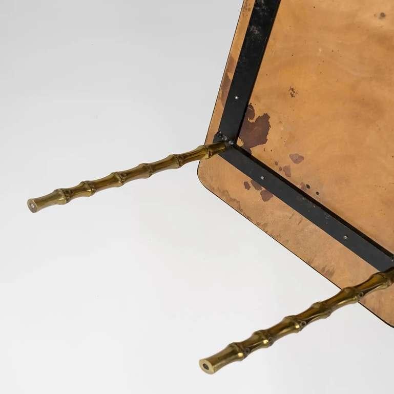 Bronze-Bambusimitat und Leder aus Kunstbambus und Leder, Att. an Jacques Adnet, Frankreich 1950er Jahre im Angebot 3