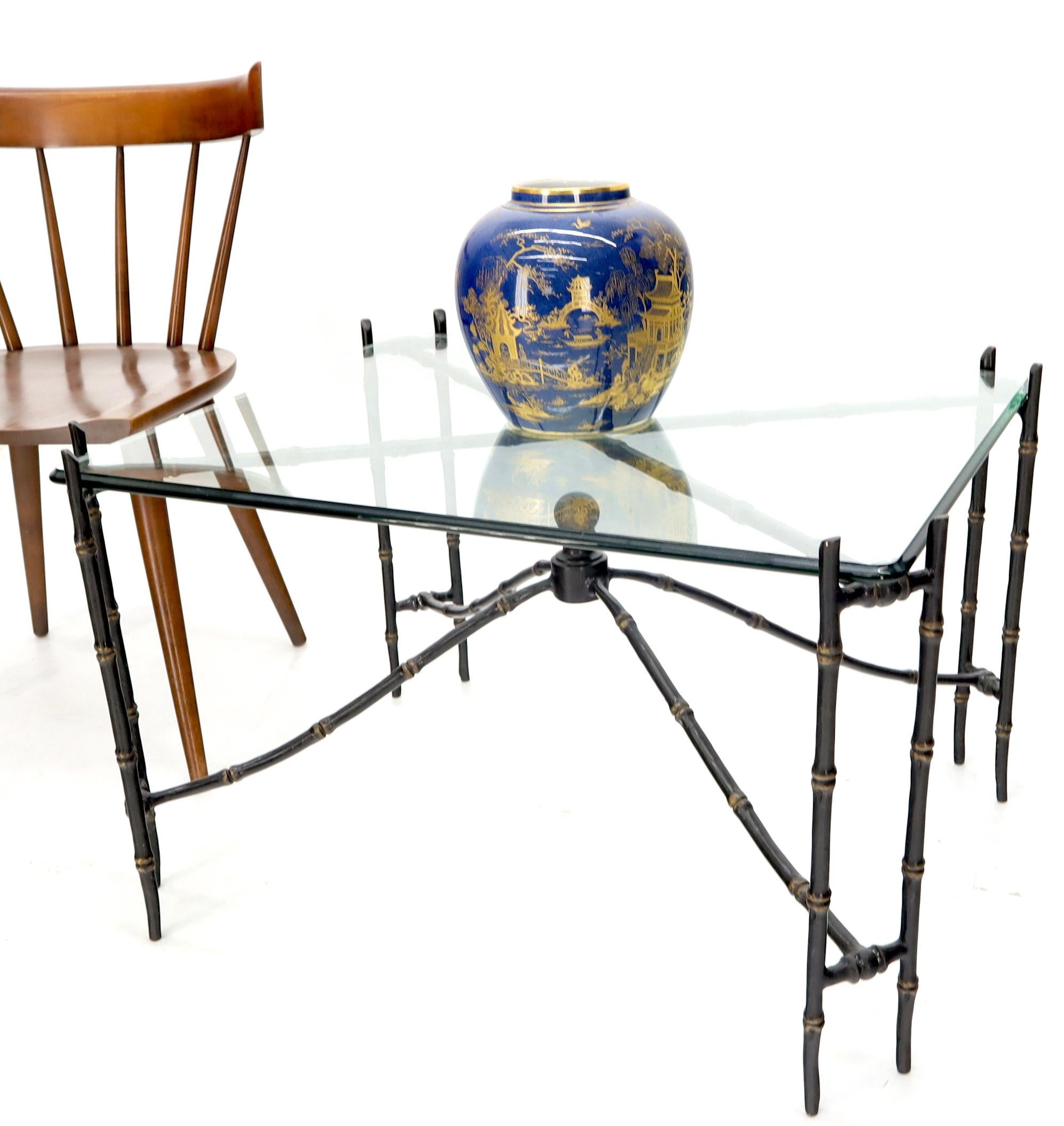 Mid-Century Modern faux bamboo bronze coffee table by La Barge.