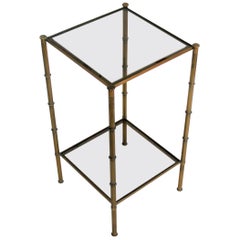 Bronze Faux Bamboo Side Table by Maison Bagues, 1950s