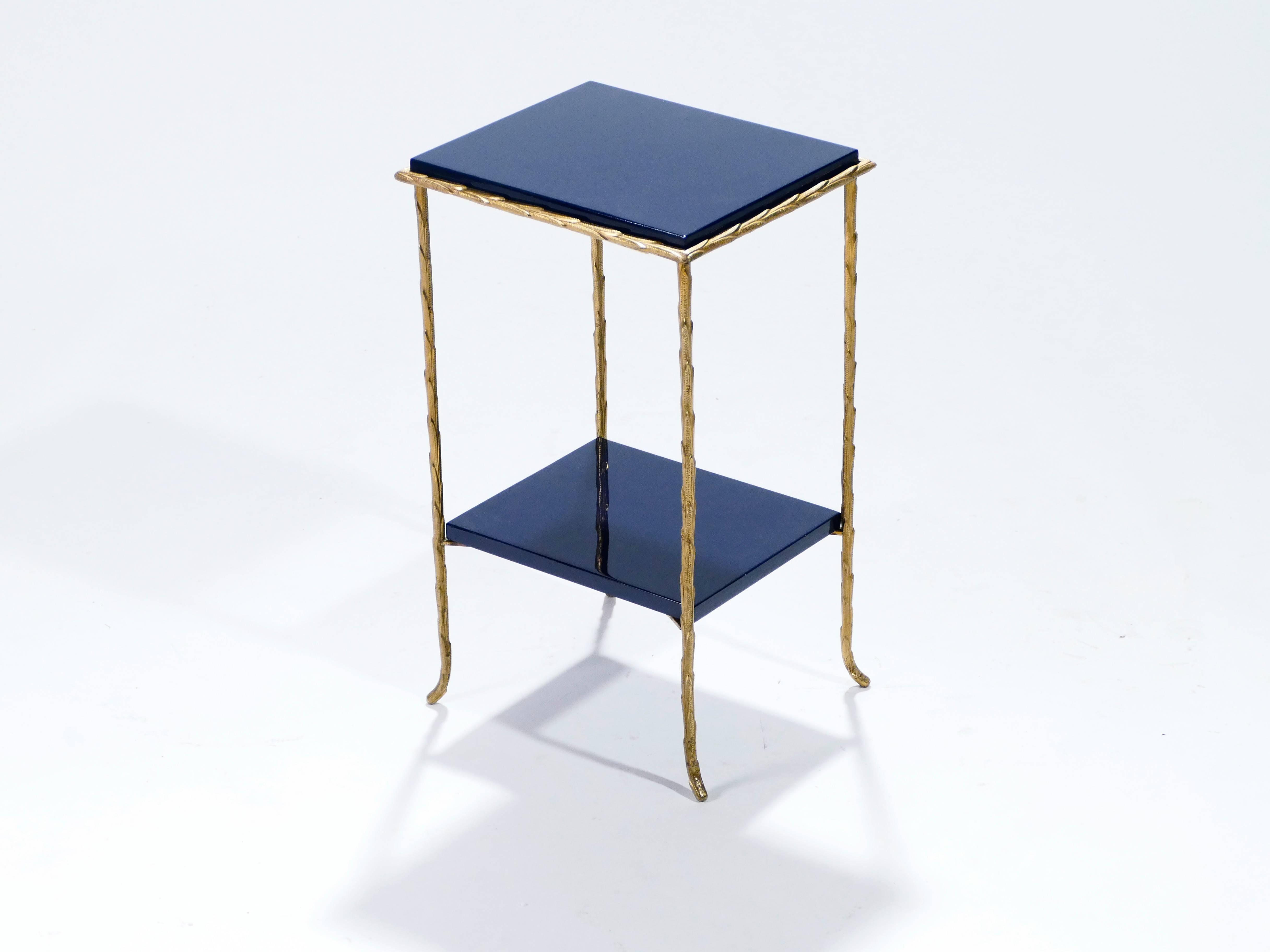 Mid-20th Century Bronze Faux Bamboo Side Tables by Maison Baguès, 1960s