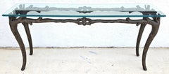 Bronze Faux Bois Branch Console Table Attributed to Carl Gillberg