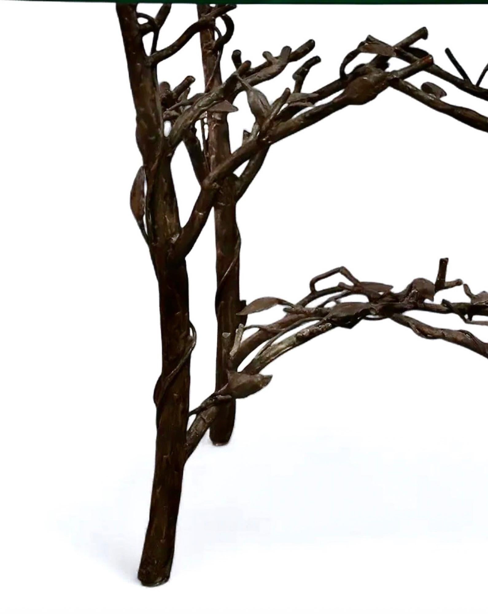 French Bronze Faux Bois Giacometti-Style Table For Sale