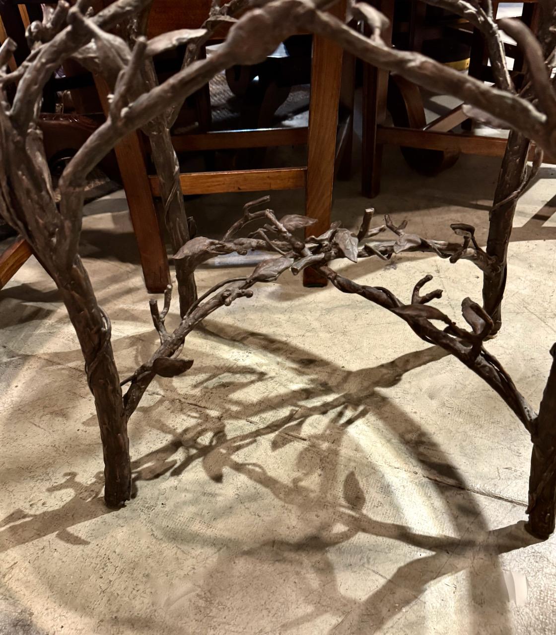 20th Century Bronze Faux Bois Giacometti-Style Table For Sale