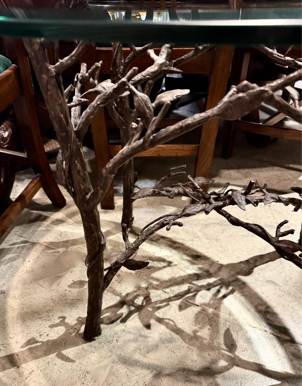 Bronze Faux Bois Giacometti-Style Table For Sale 1