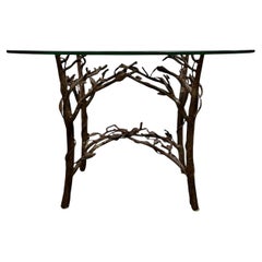 Bronze Faux Bois Giacometti-Style Table