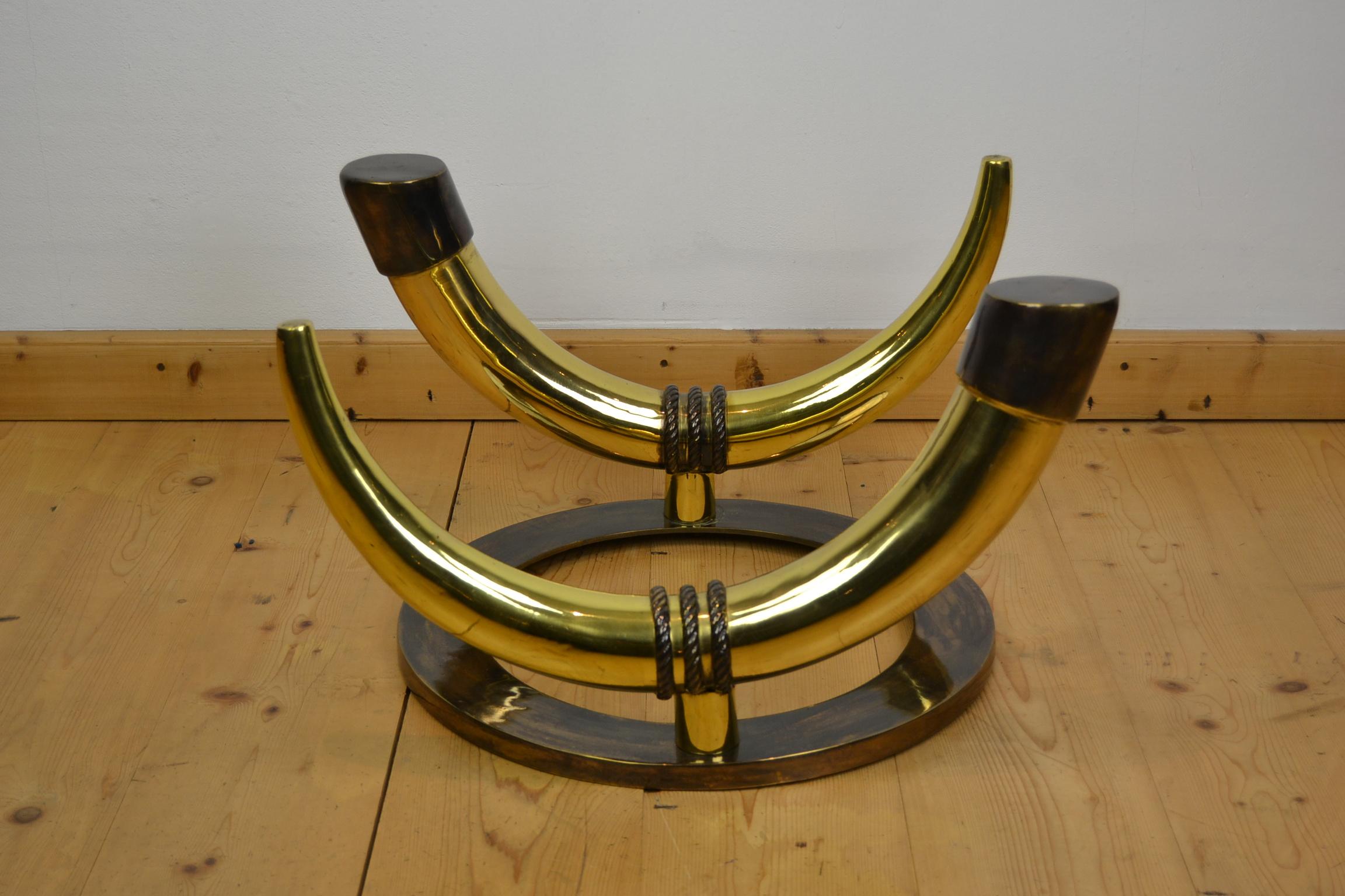 20th Century Bronze Faux Elephant Tusk Coffee Table For Sale