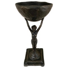 Bronze Deco Female Figure Holding a Cup