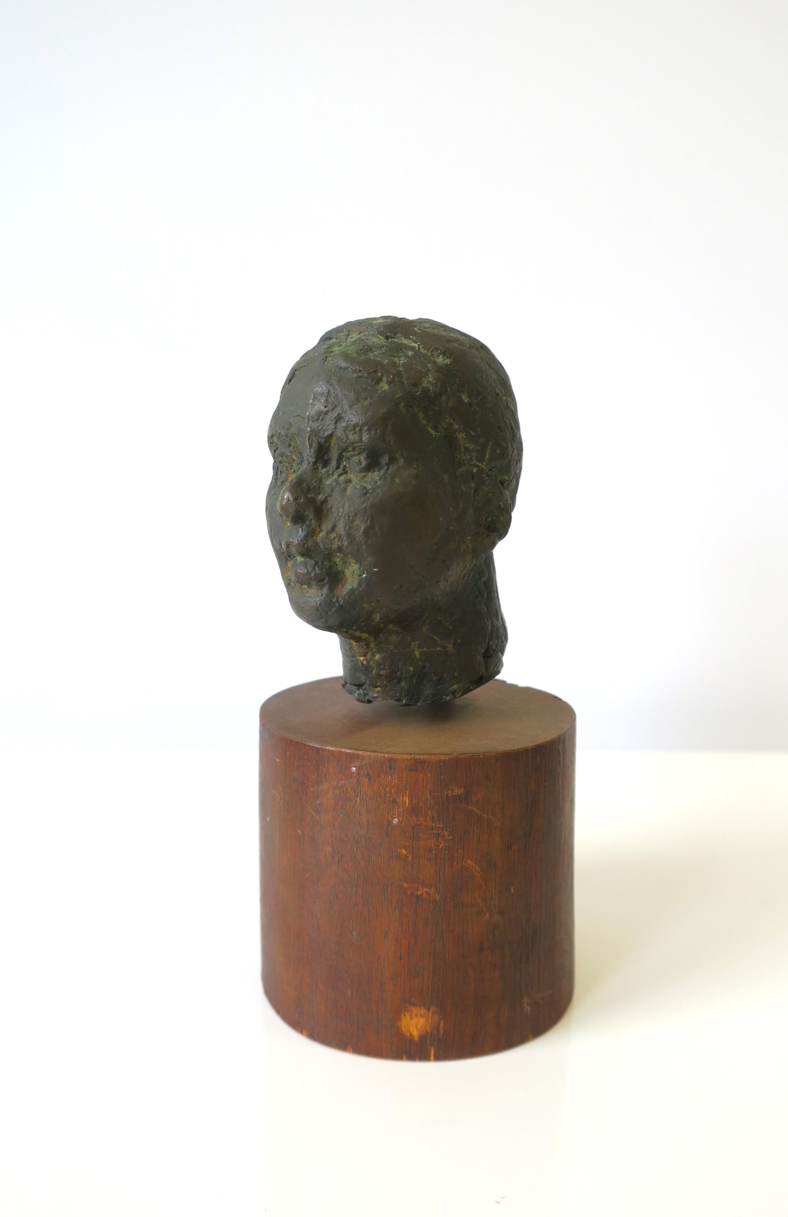 Modern Bronze Female Head Bust Sculpture