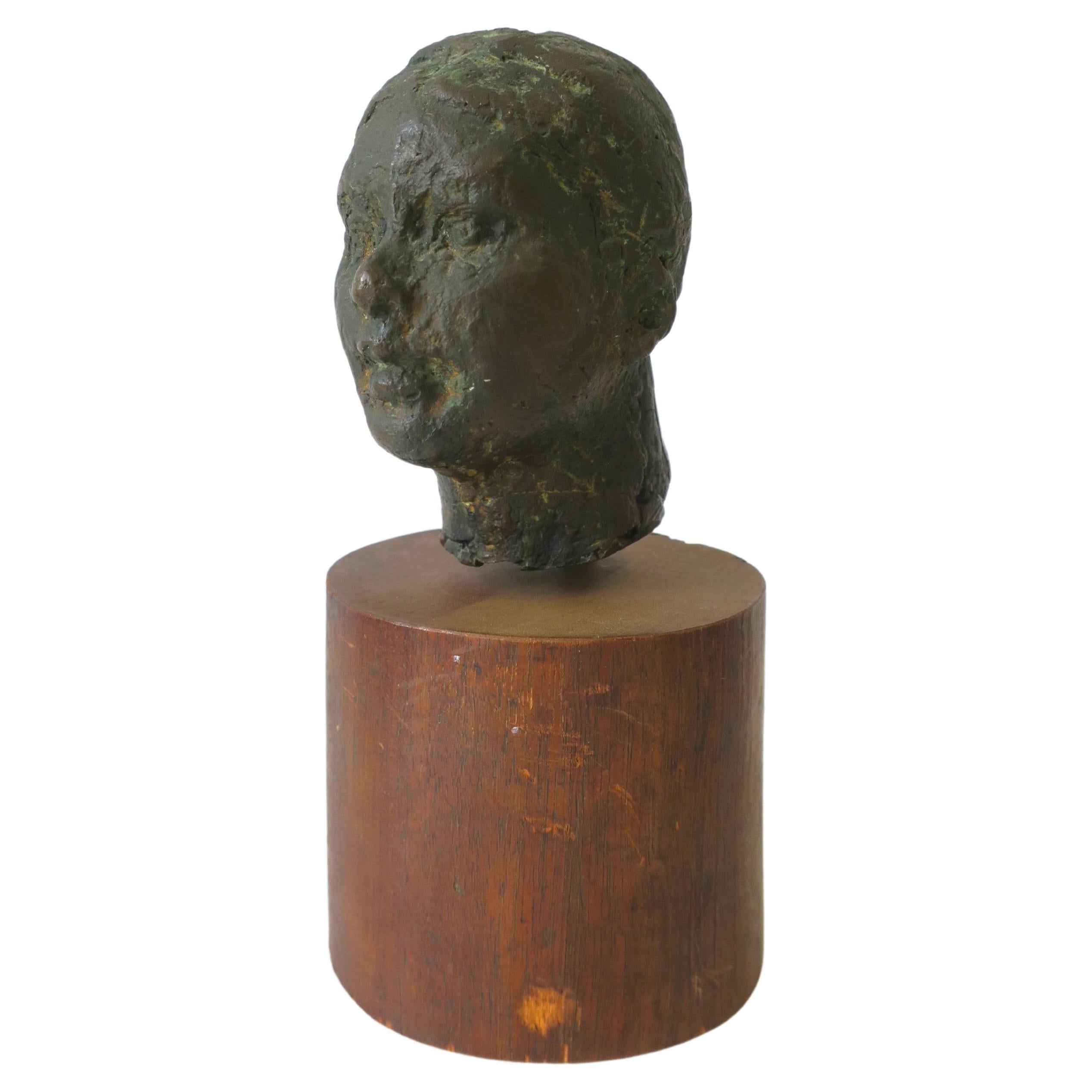 20th Century Bronze Female Head Bust Sculpture