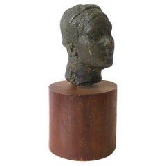 Bronze Female Head Bust Sculpture