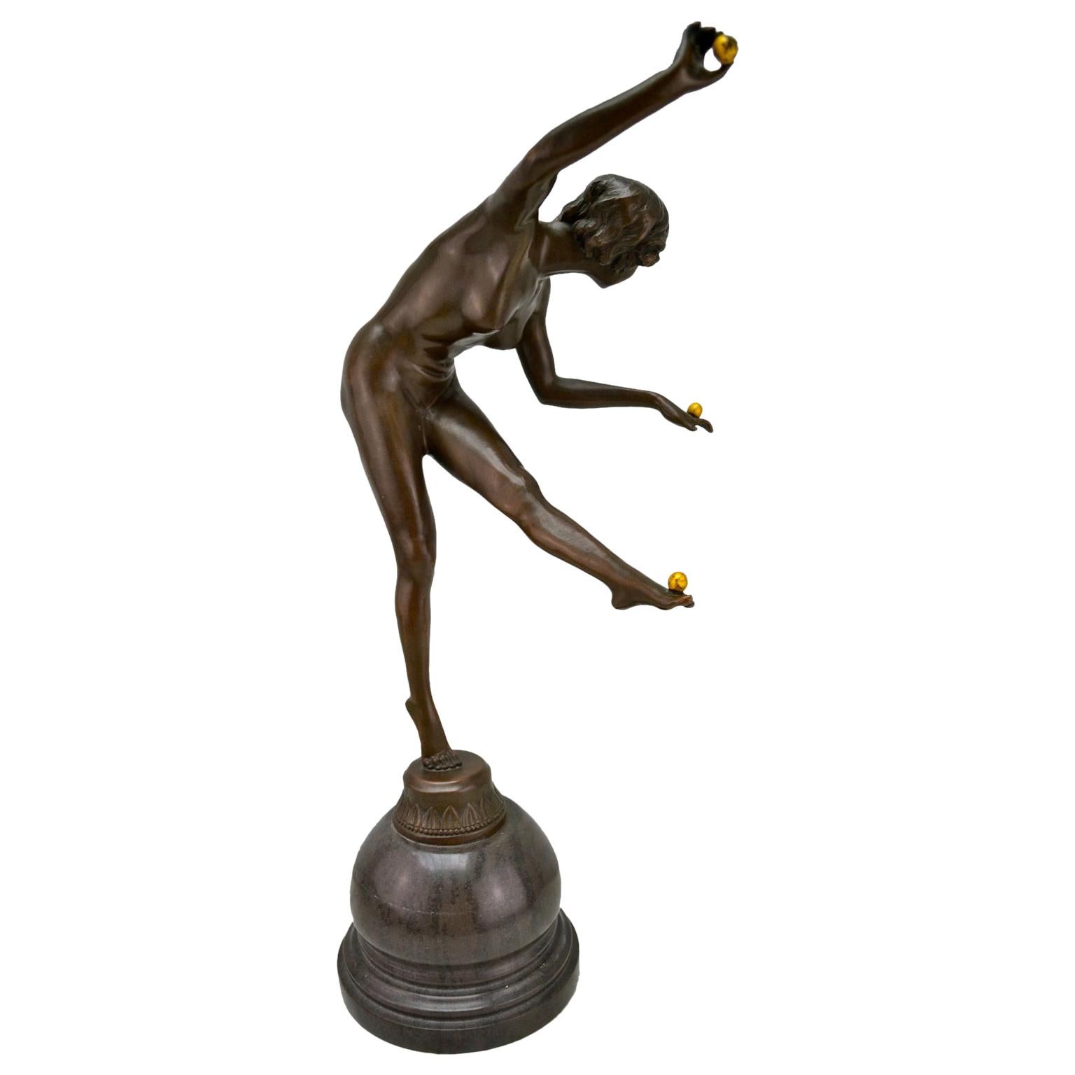 Bronze Female Nude Titled "The Trickstress" after Colinet