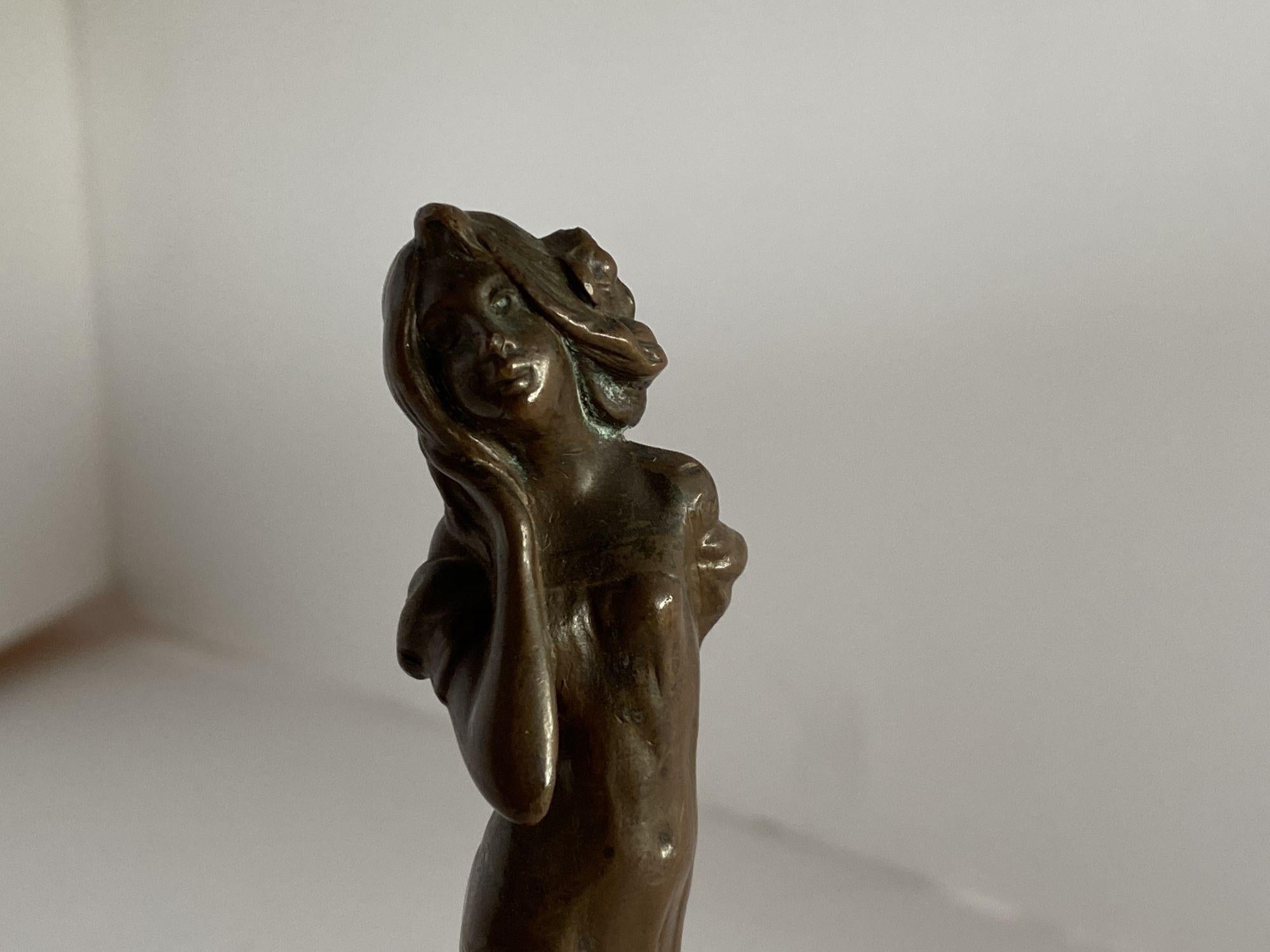 French Bronze Female Nymph Art Nouveau Letter Wax Seal Stamp, France, 1900 For Sale