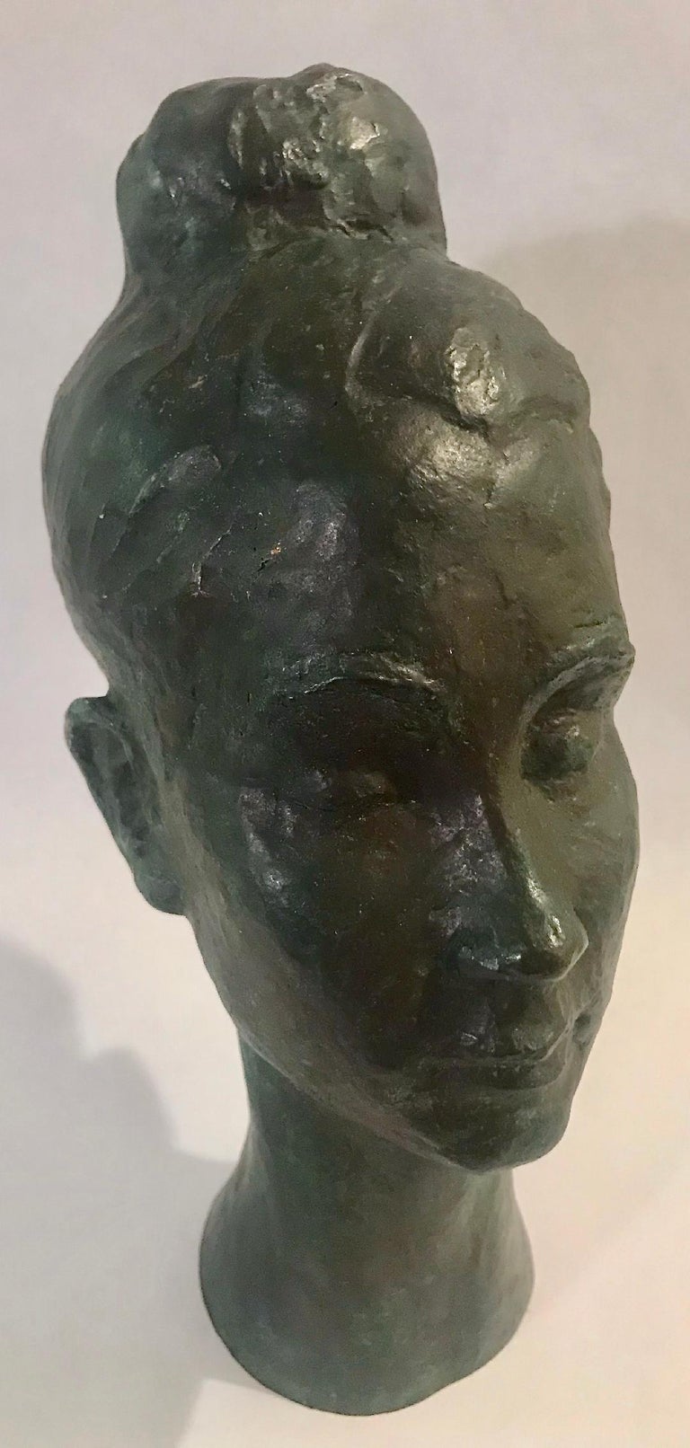 Bronze Female Portrait Head Bust Sculpture For Sale at 1stDibs