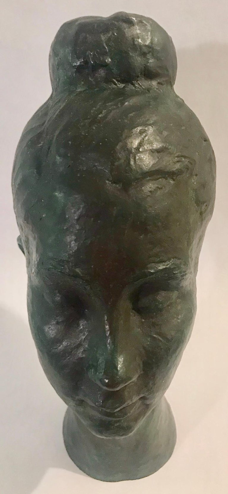 Bronze Female Portrait Head Bust Sculpture For Sale at 1stDibs