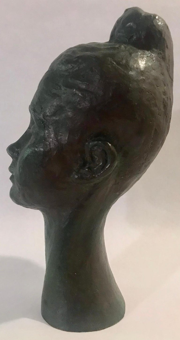 Bronze Female Portrait Head Bust Sculpture For Sale at 1stDibs