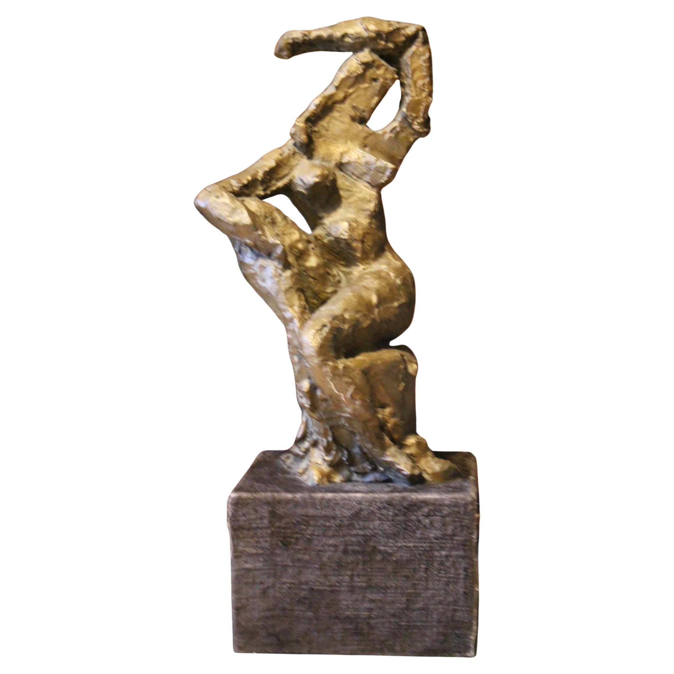 Bronze female sculpture with monogram and inscription on the base 06
