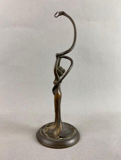 Bronze Female Snake Dancer After Franz Bergman