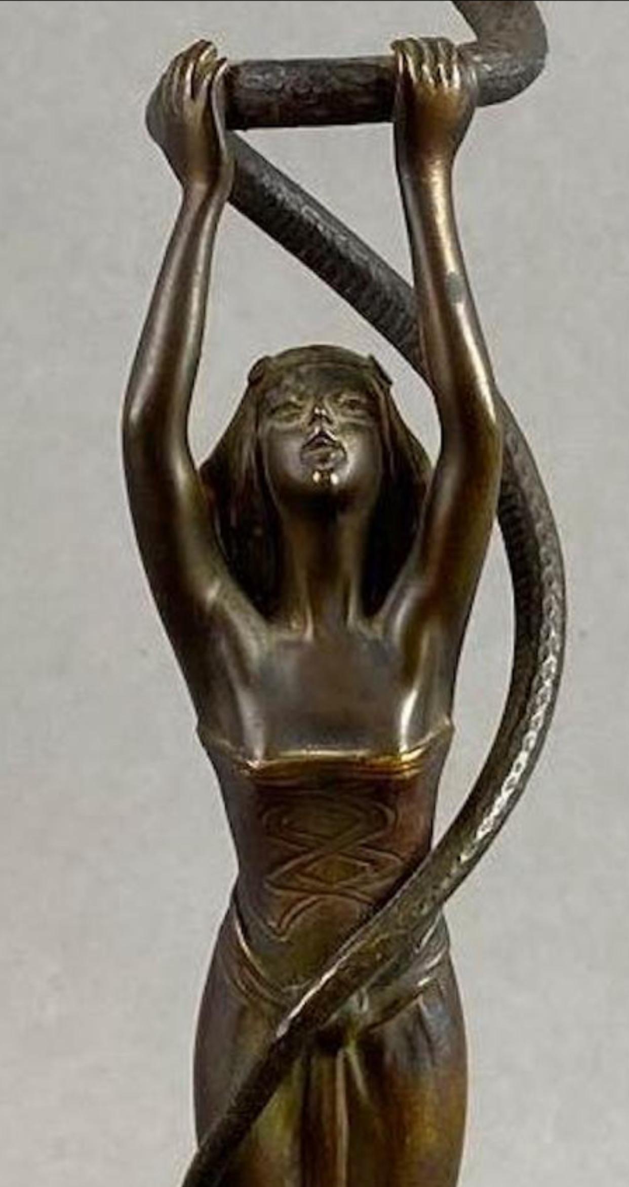 Bronze-Schlangen Tänzerin aus Bronze nach Franz Bergman im Angebot 1