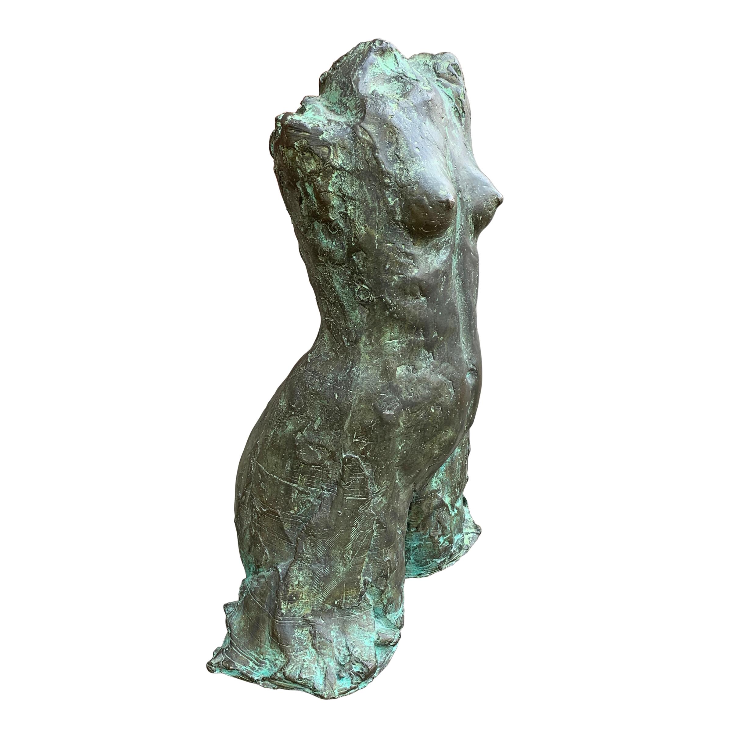 Cast Bronze Female Torso Sculpture