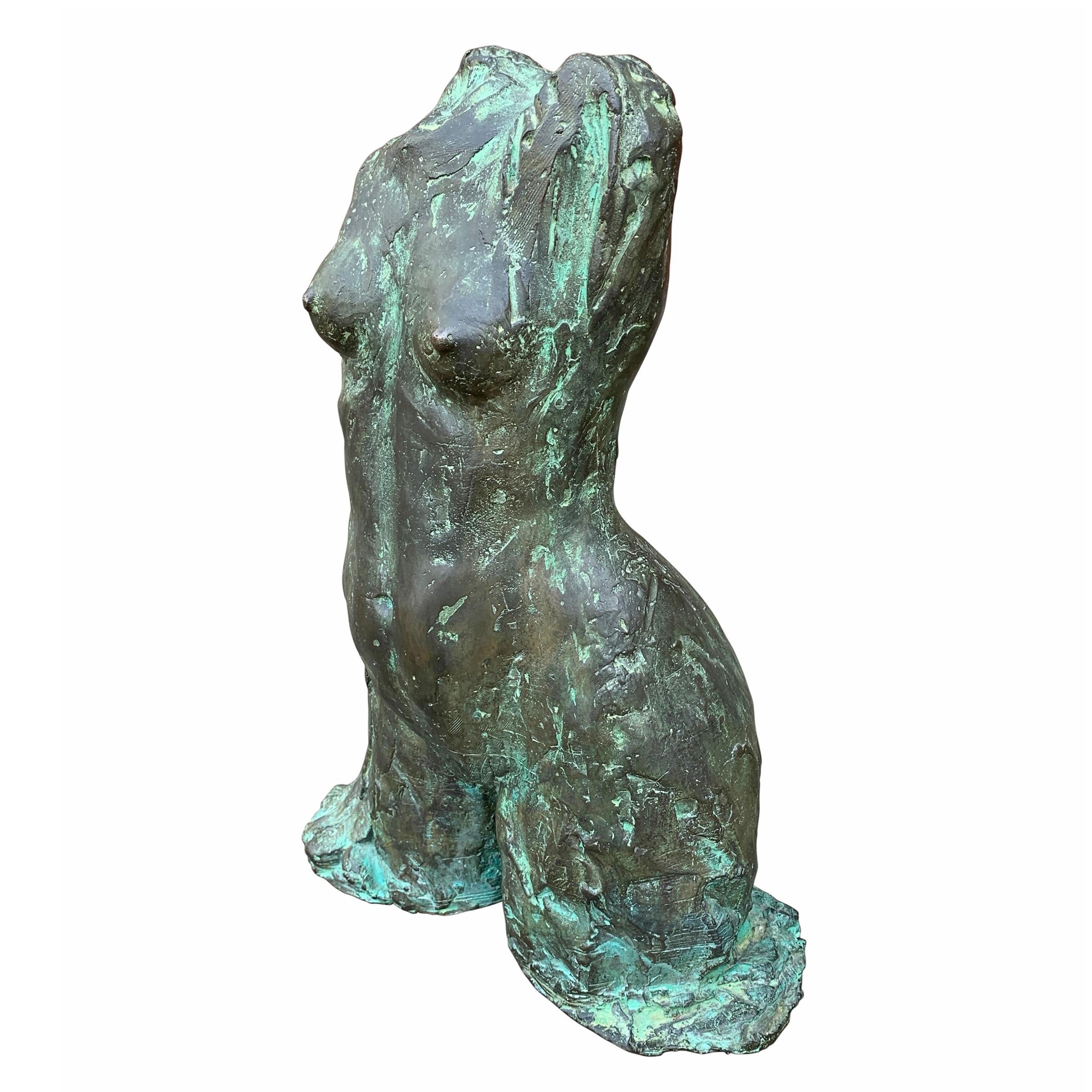 Late 20th Century Bronze Female Torso Sculpture