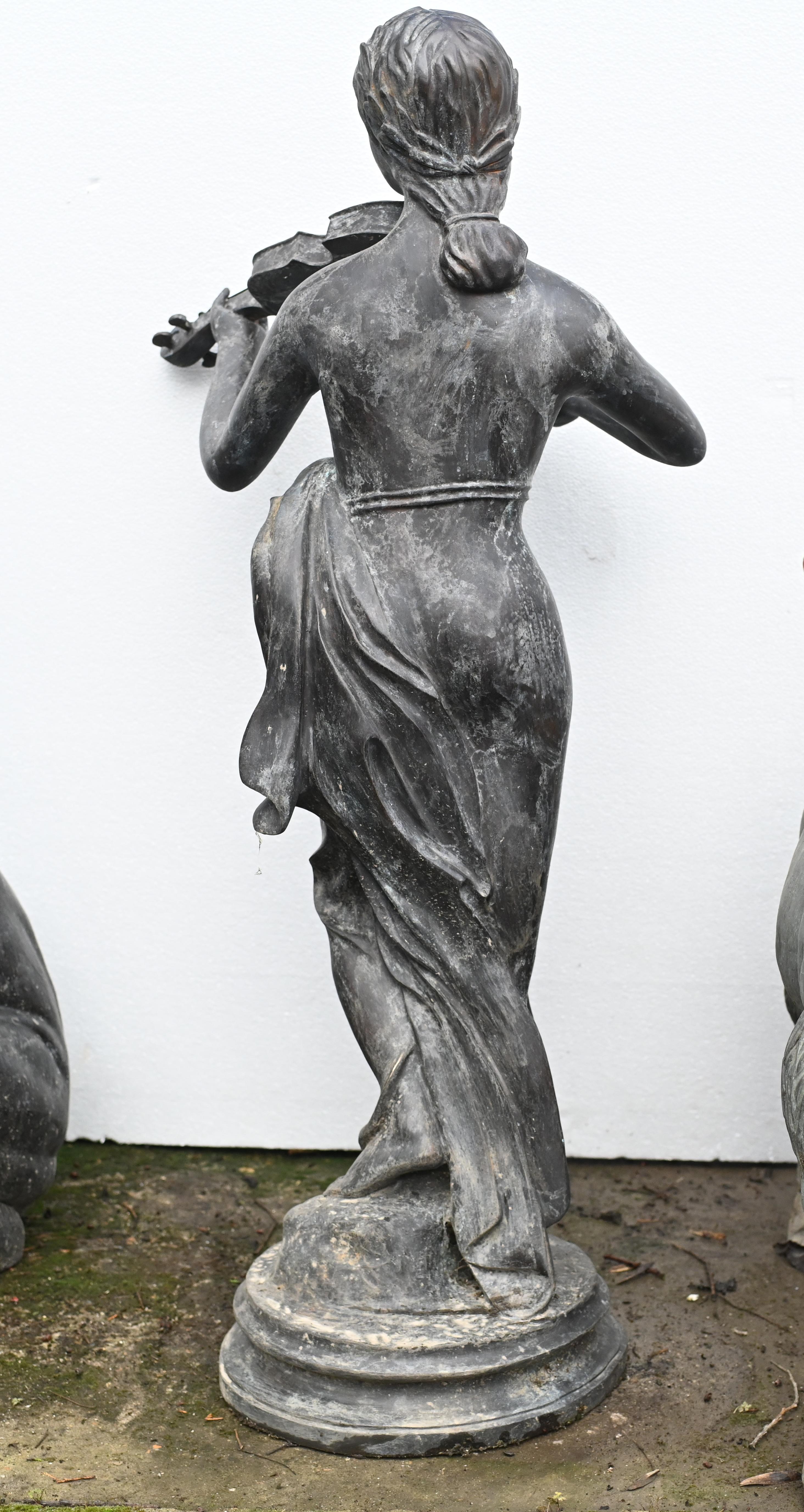 Bronze Female Violinist Statue Roman Maiden Garden Art Violinist For Sale 1