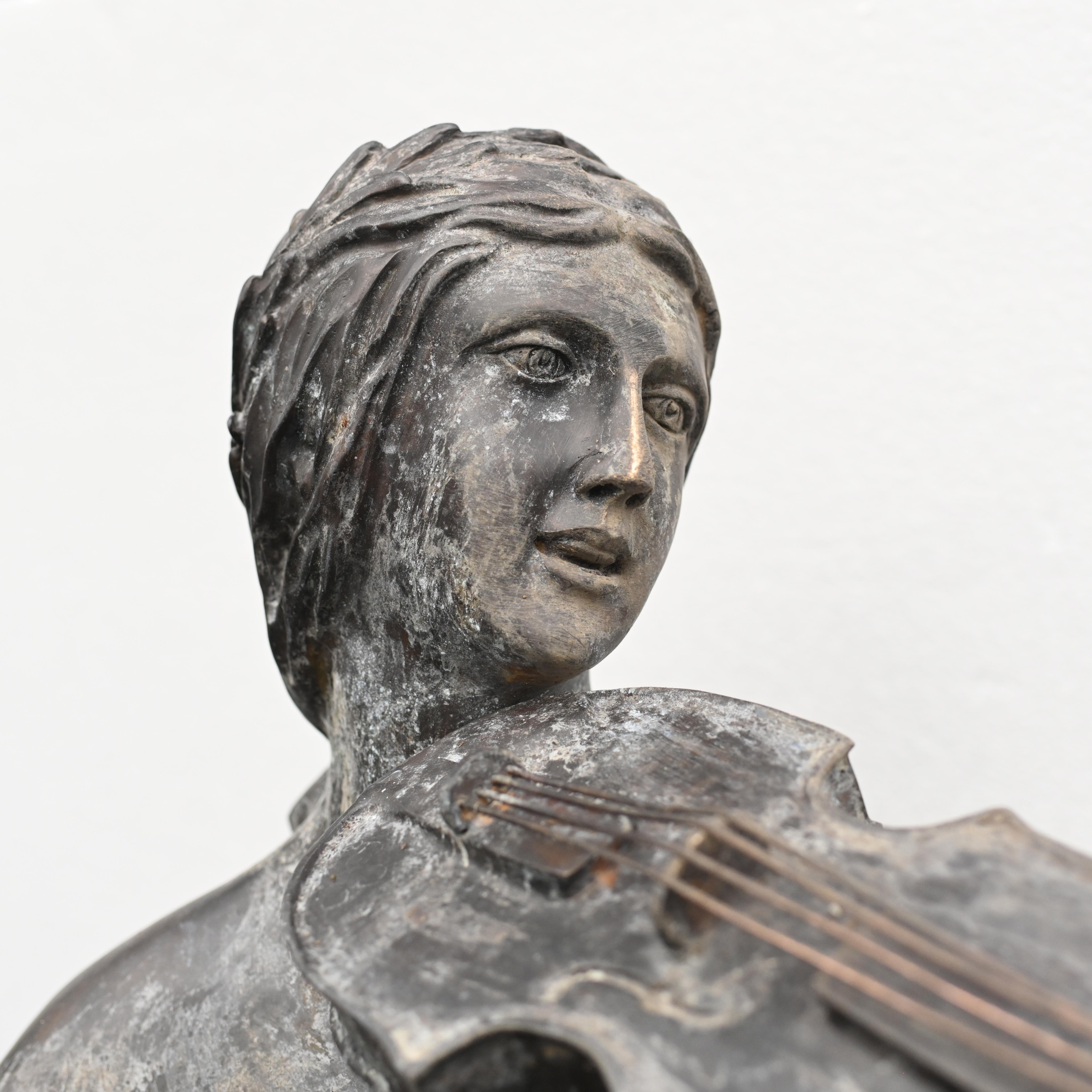 Bronze Female Violinist Statue Roman Maiden Garden Art Violinist For Sale 3