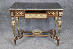 Bronze Figural and Basket Mounted Desk Center Table Manner of Adam Weisweiler