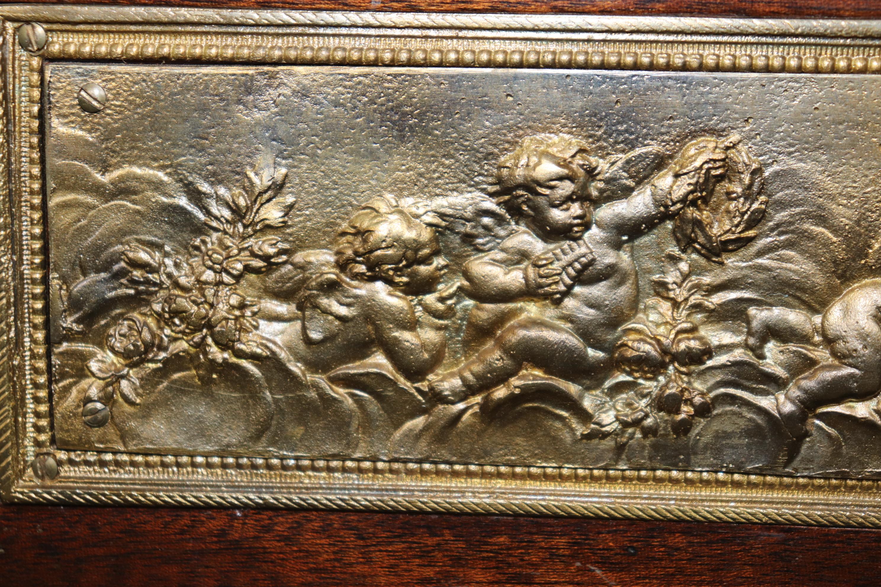 Bronze Figural and Basket Mounted Desk Center Table Manner of Adam Weisweiler In Good Condition For Sale In Swedesboro, NJ