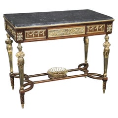 Bronze Figural and Basket Mounted Desk Center Table Manner of Adam Weisweiler