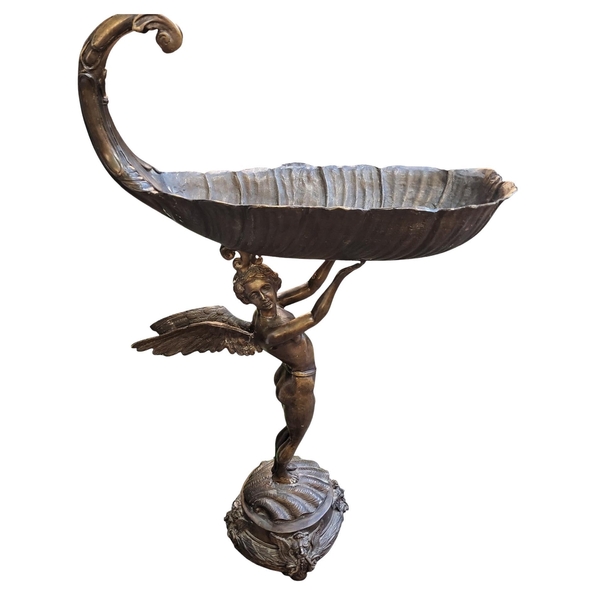 Bronze Figural Angel Bird Bath