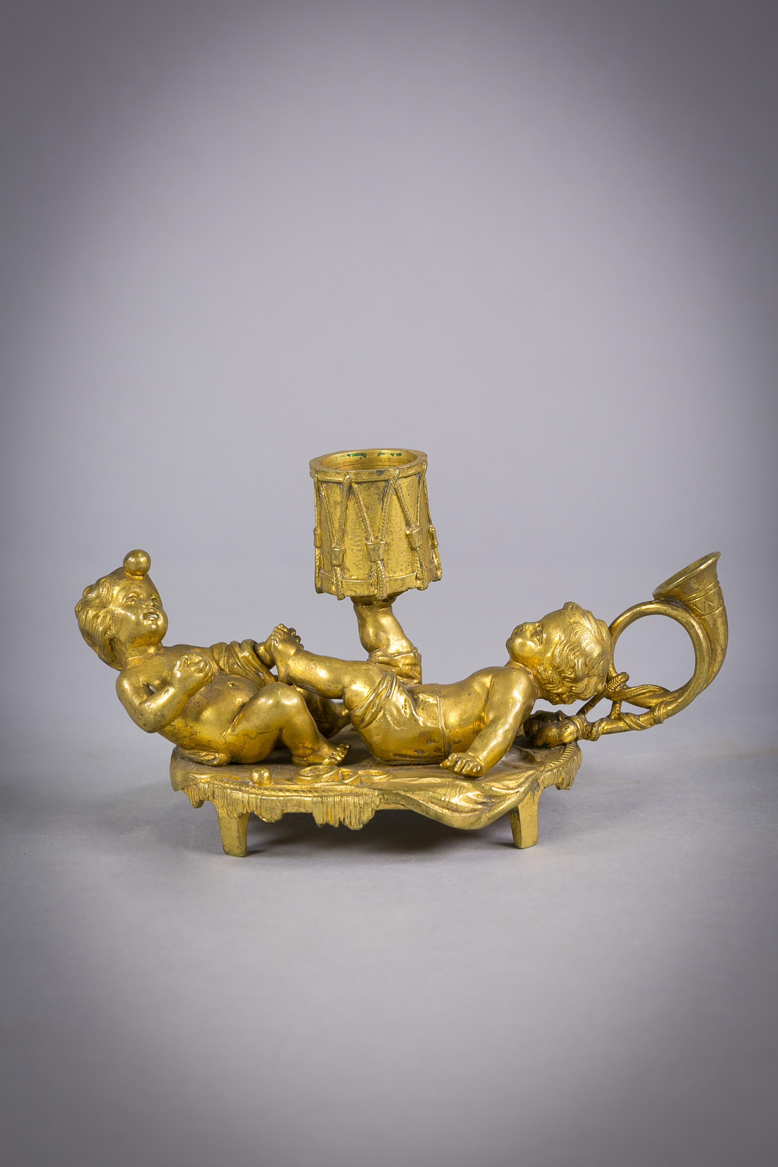 Late 19th Century Bronze Figural Chamberstick, French, circa 1875 For Sale