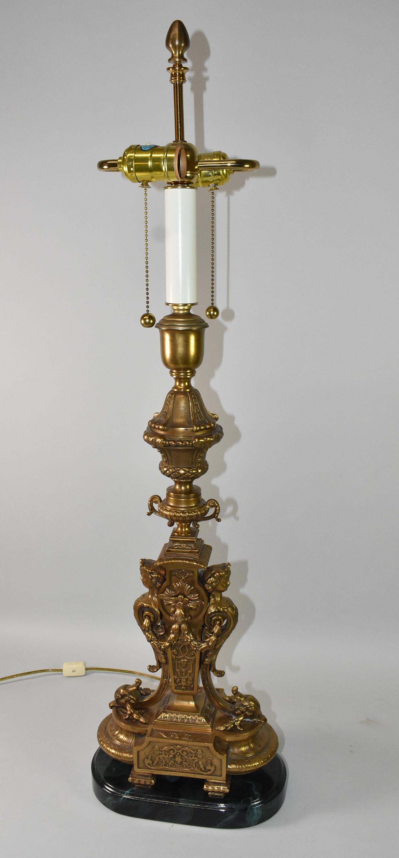 Italian Renaissance Bronze Figural Table Lamp For Sale 1