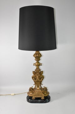 Lampe de table figurative italienne Renaissance en bronze