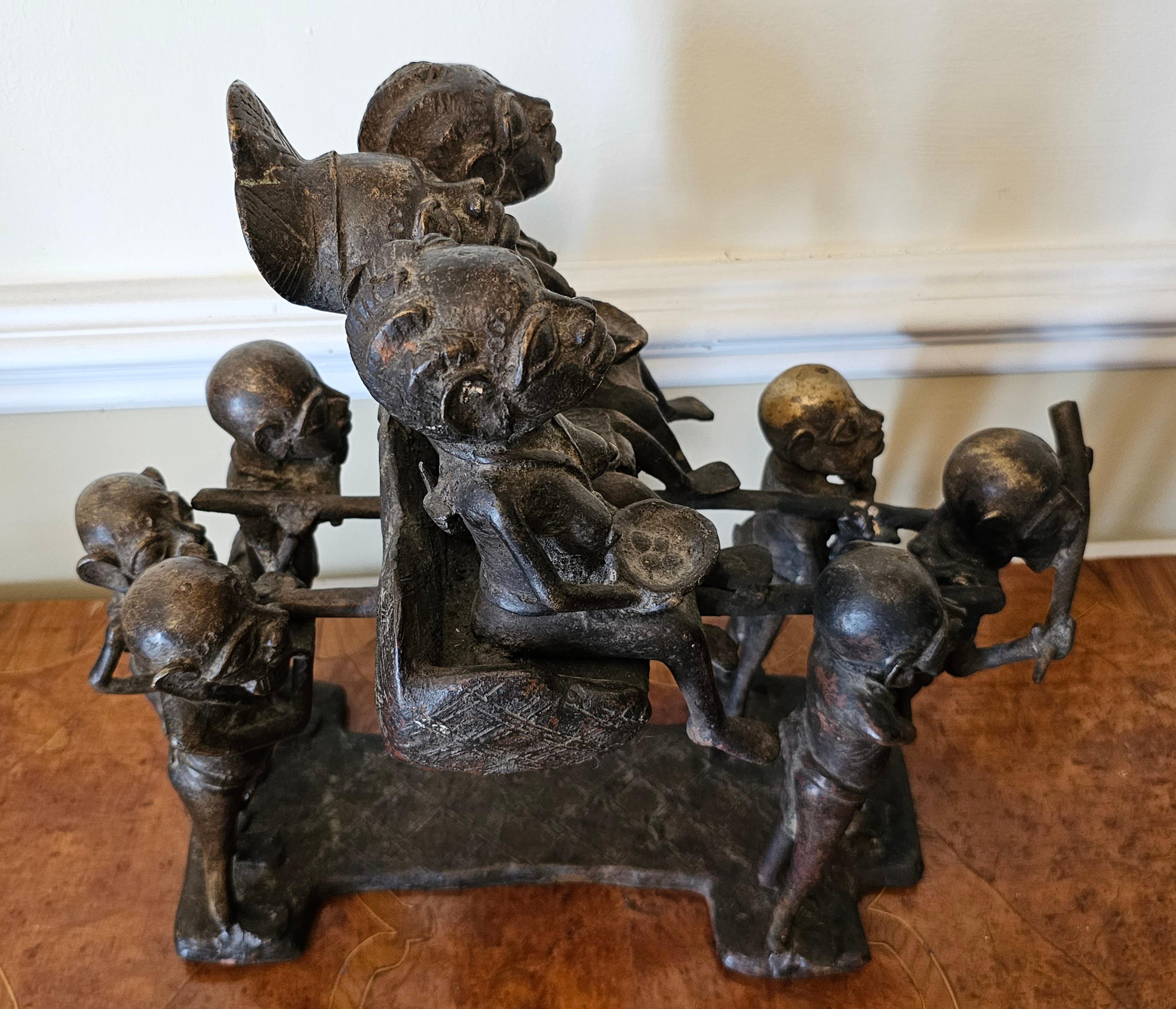 Bronze Figural Group Of African Royal Family On Carrier And Attendants, C. 1920s For Sale 4