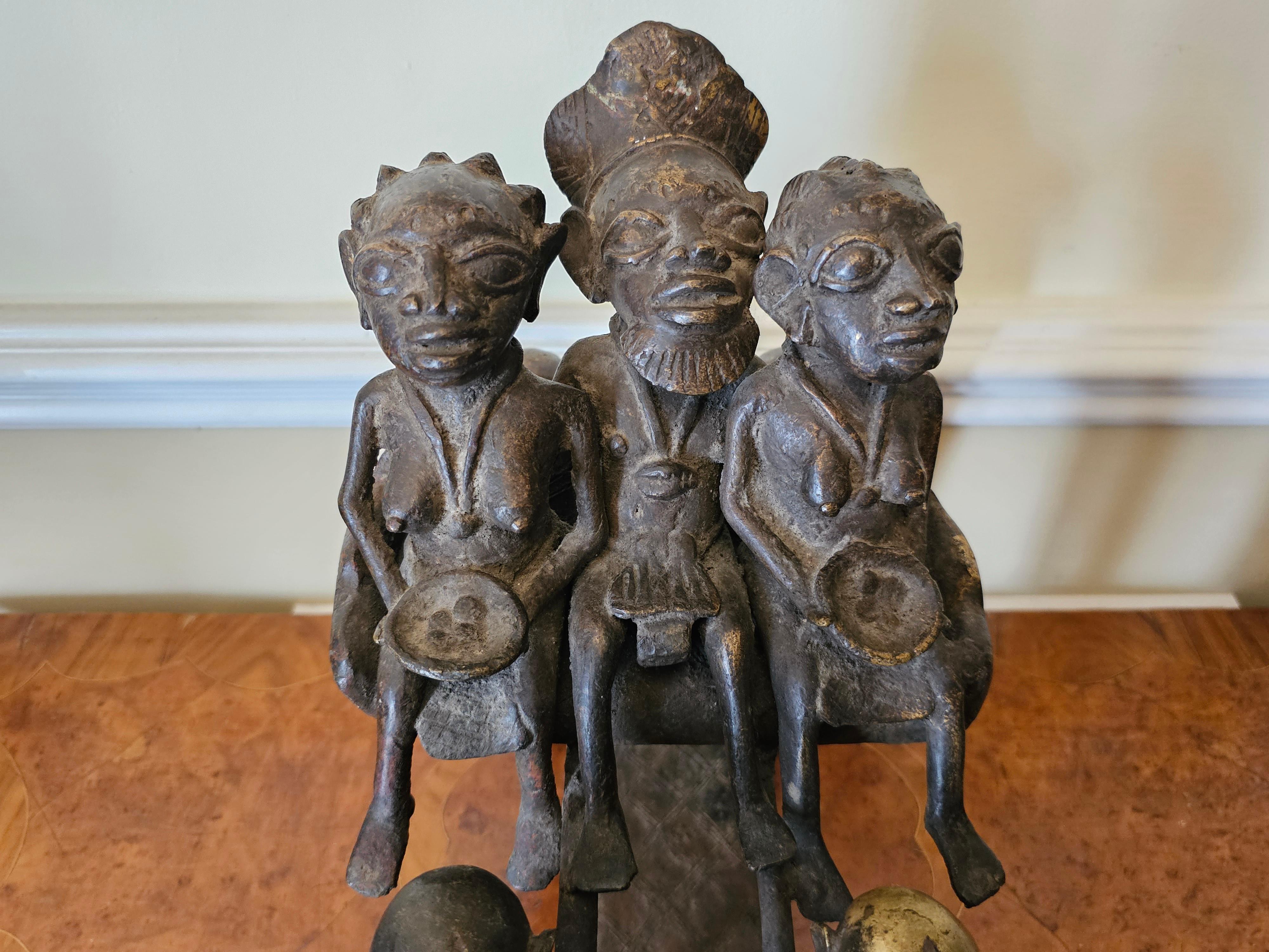 Bronze Figural Group Of African Royal Family On Carrier And Attendants, C. 1920s For Sale 1