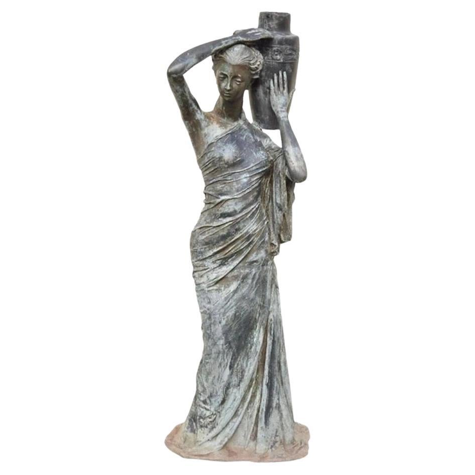 Bronze Figural Large 71" Garden Water Fountain "Dione The Divine Goddess" Statue For Sale