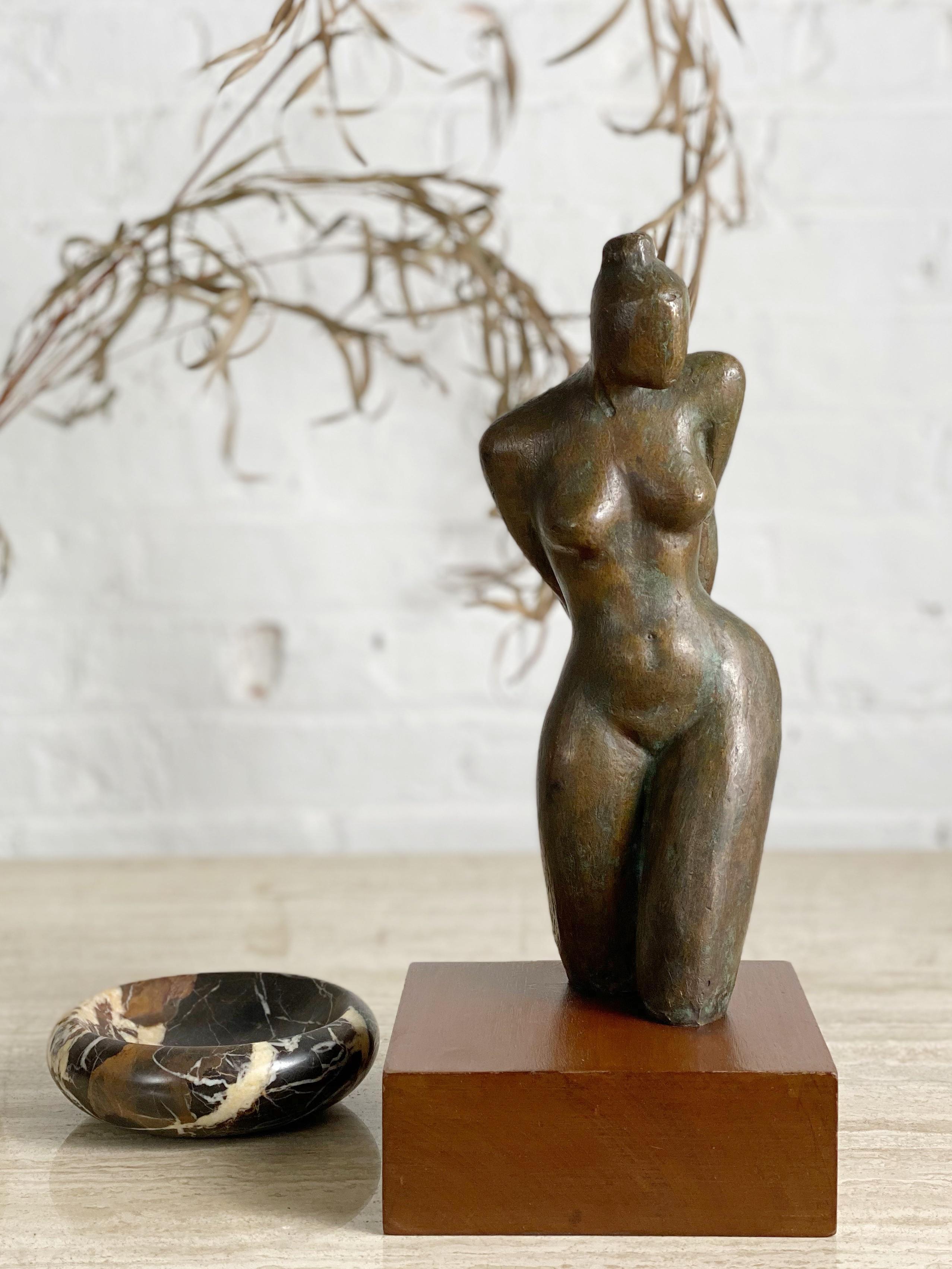 Bronze Figural Nude Sculpture on Wood Base 5
