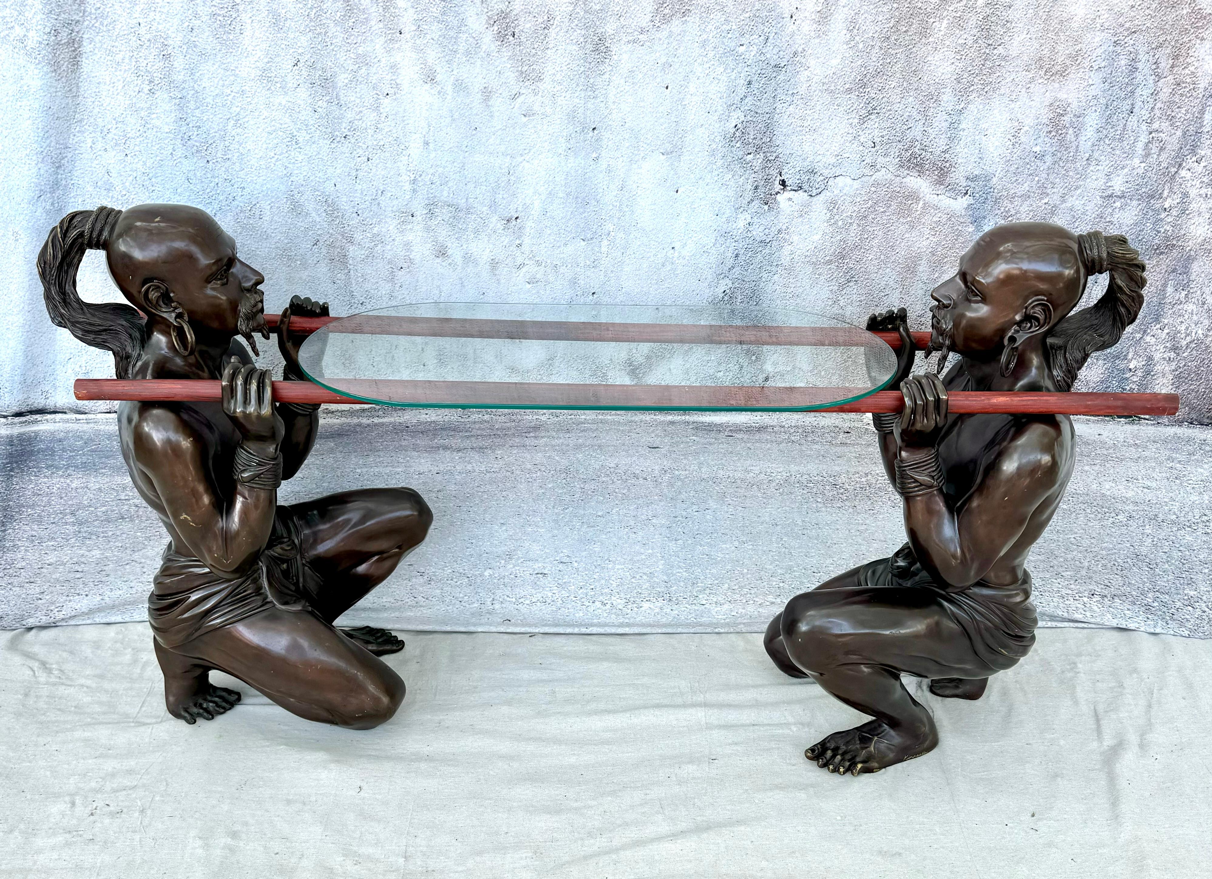 Anglo Raj Bronze Figural Orientalist Console or Sofa Table For Sale