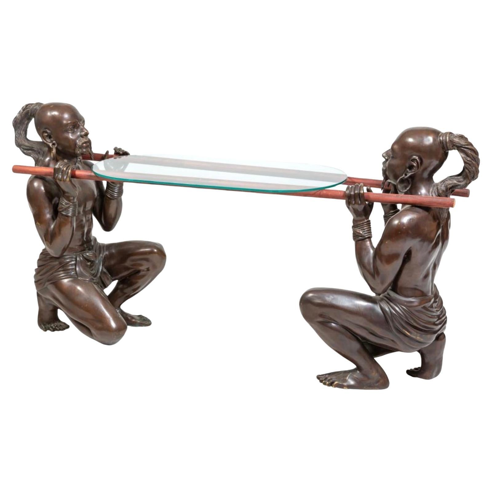 Console ou table de canapé orientaliste figurative en bronze en vente