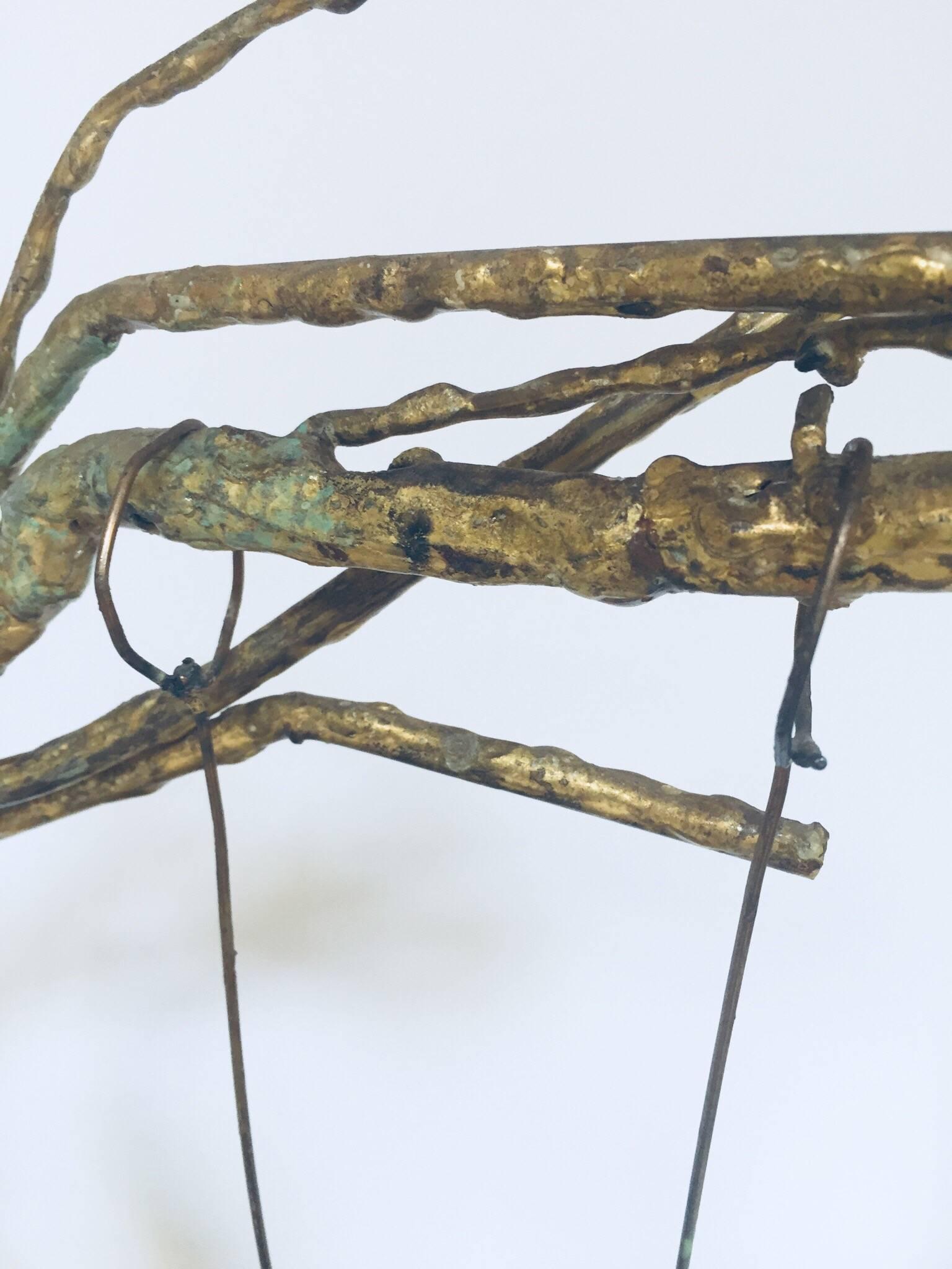 Hand-Carved Bronze Figural Sculpted Girl Swinging from a Tree Branch on Marble Rock Base