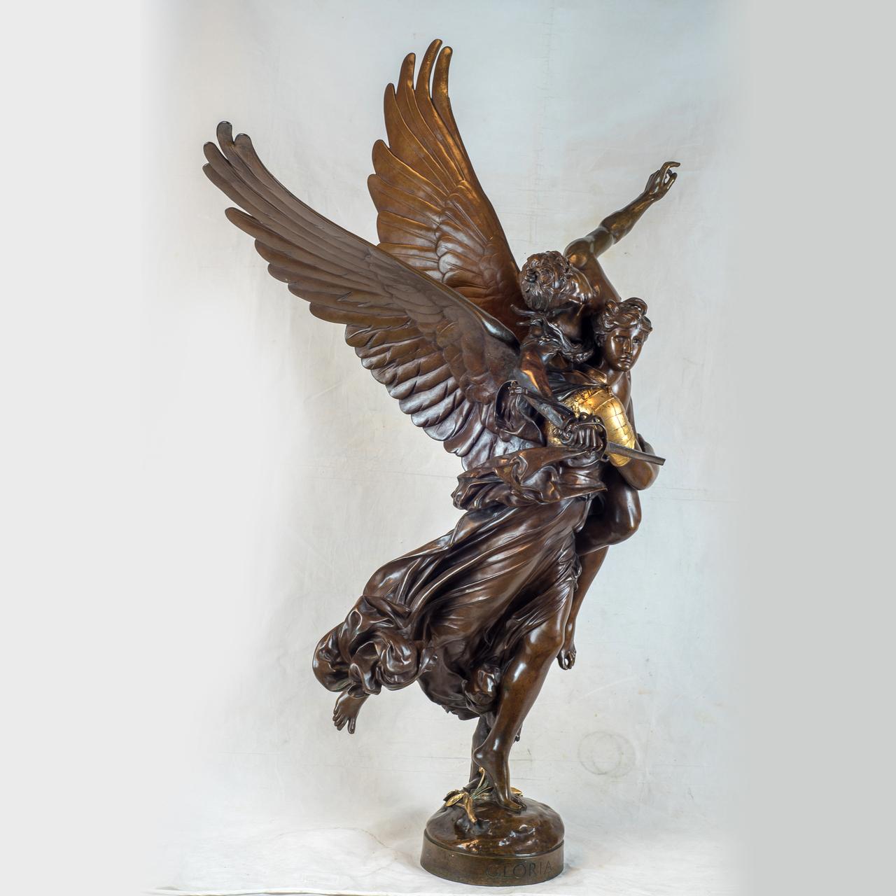 French Bronze Figural Sculpture of Gloria Victis by Antonin Mercié For Sale
