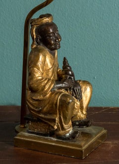 Bronze Figural Table Lamp of Japanese man