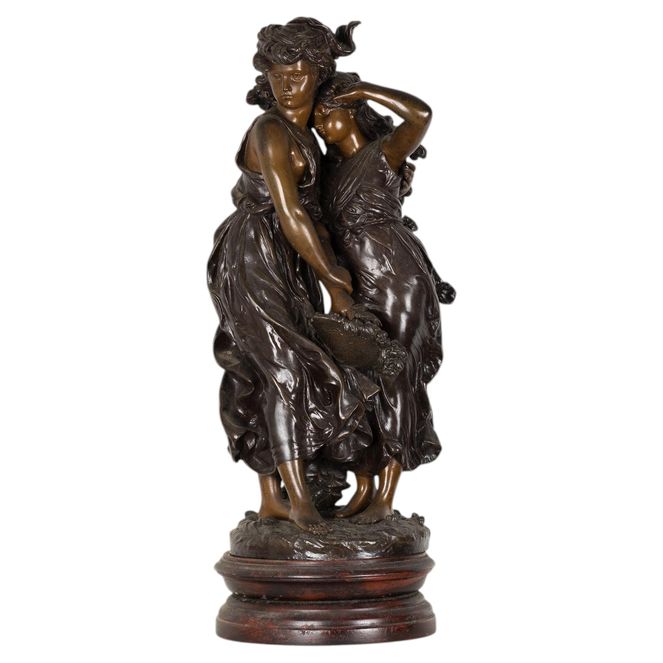 Figurative Schutzskulptur aus Bronze von Hippolyte François Moreau, 19. Jahrhundert im Angebot
