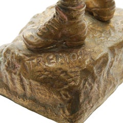 Bronze Figure "Boy in a Raincoat", France by Georges Omerth, 1910s - 1920s