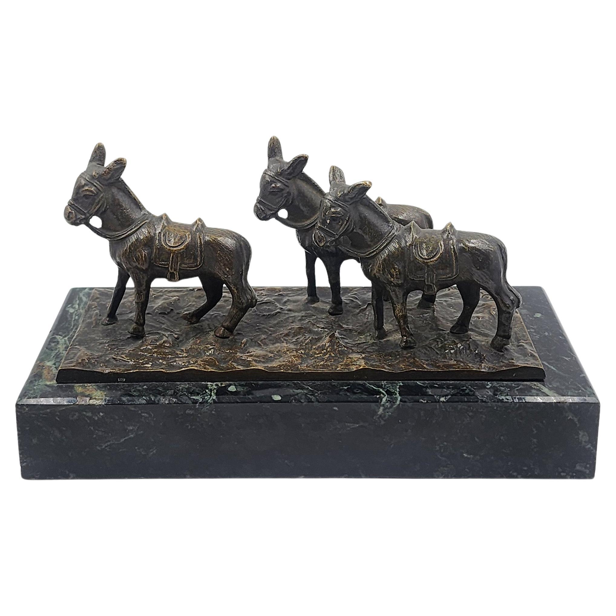 Bronze figure "Donkey Walk" by Jose Cardona signed