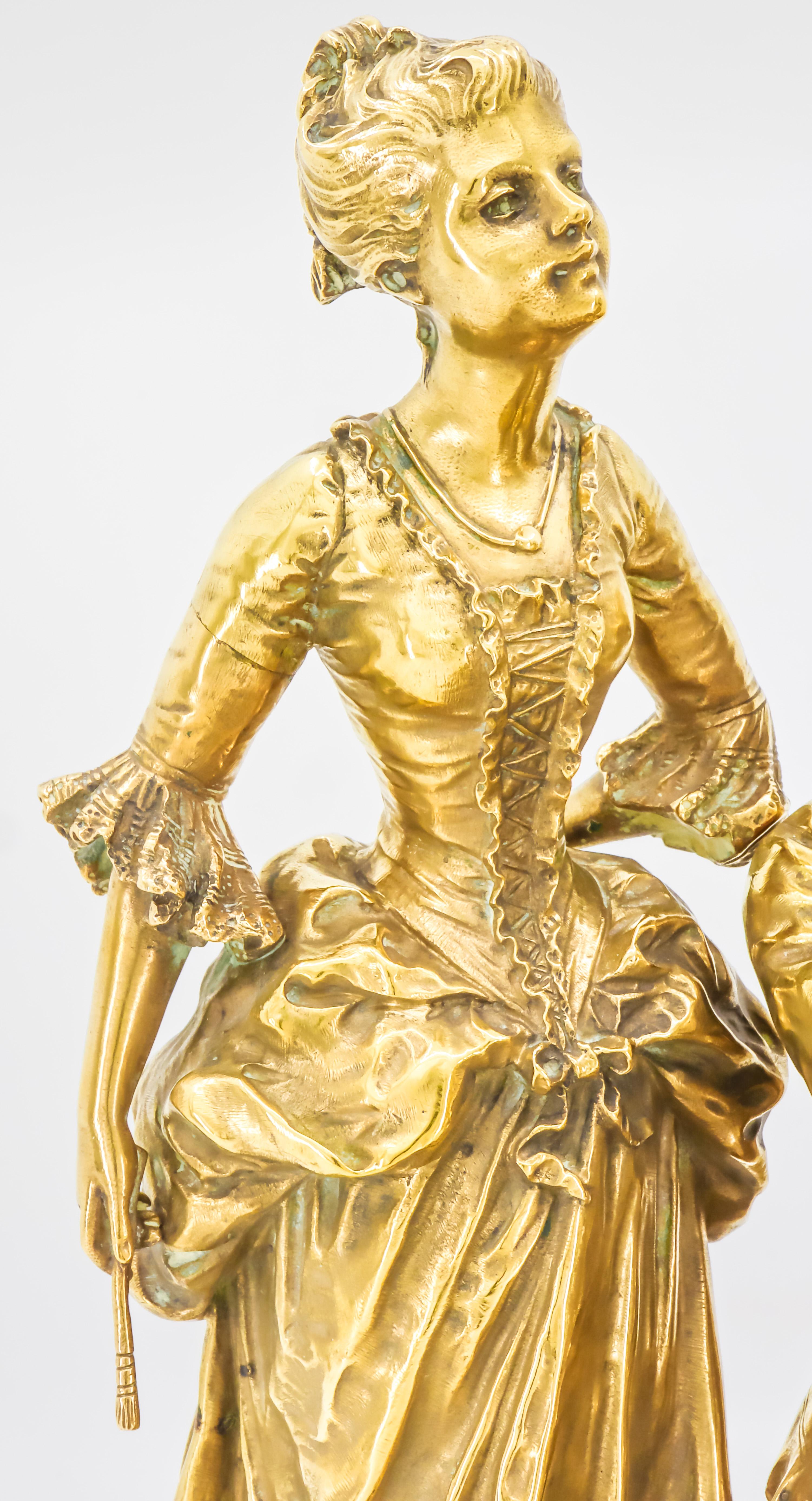 Bronze Figure Group of a Painter with a Muse, Late 19th Century In Good Condition For Sale In Lantau, HK