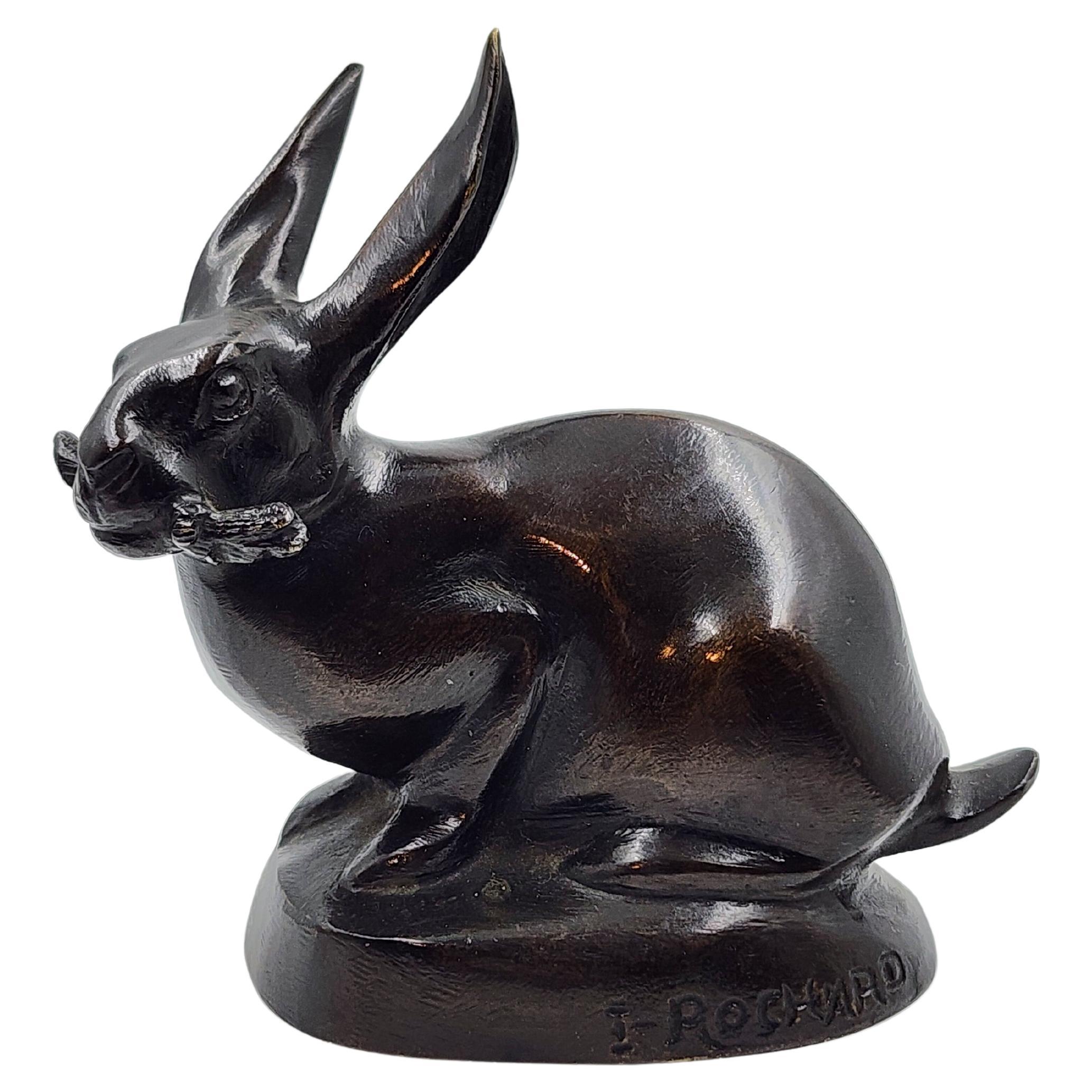 Figure en bronze "Lapin Assis" d'Irénée Rochard (1906-1984)