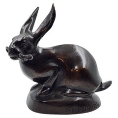 Figure en bronze "Lapin Assis" d'Irénée Rochard (1906-1984)